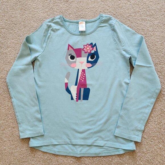 Gymboree Sky Blue Long Sleeve Cat Tee 🐱 Girls Size 10 - Picture 1 of 4